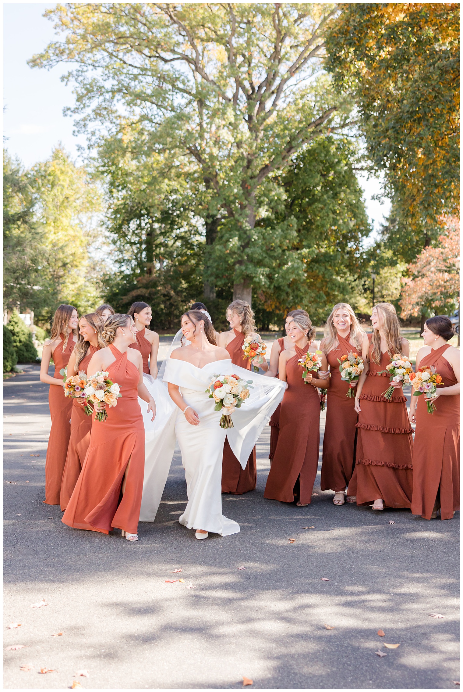 bride with her bridesmaids