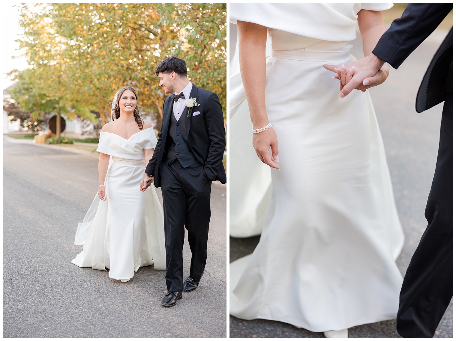 groom and bride walking